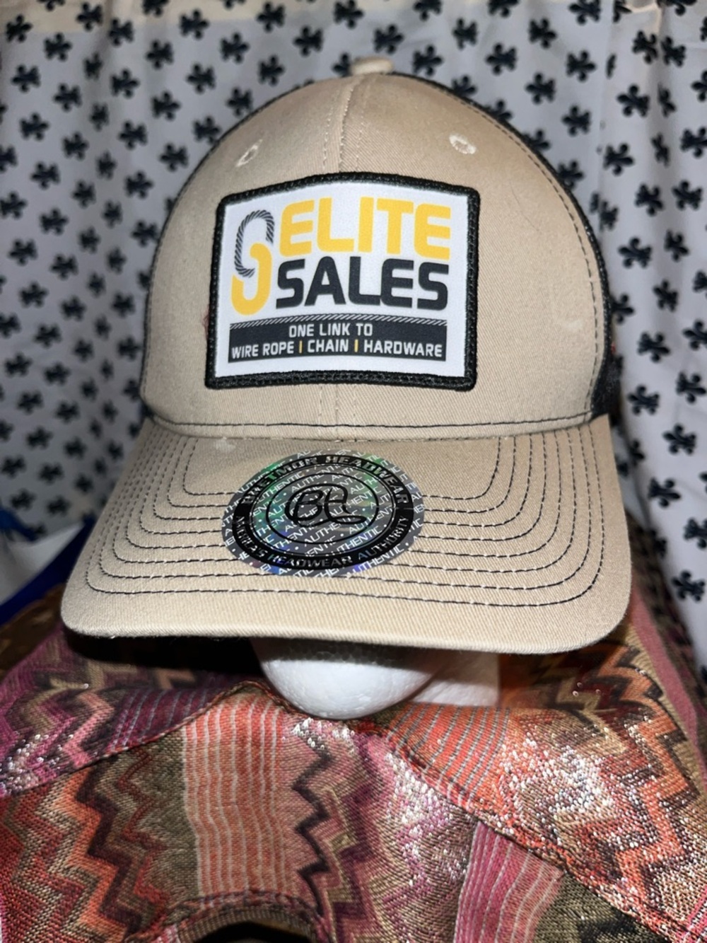 Elite Sales Beige Logo Patch Baseball Cap